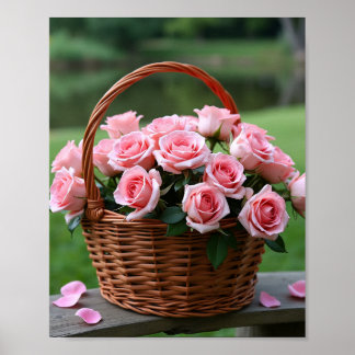 beautiful pink roses poster