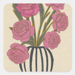 Beautiful Pink Roses Square Sticker
