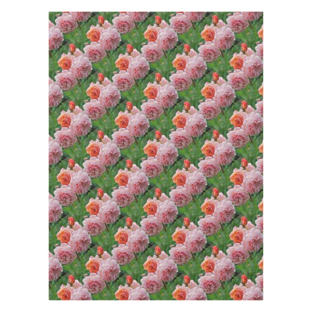 Beautiful pink roses tablecloth (Front)