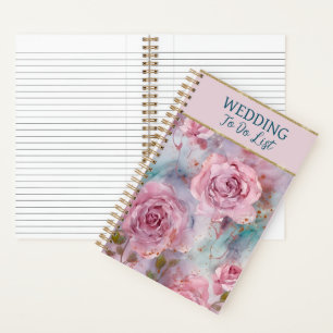 Beautiful Pink Roses Wedding Planner Notebook