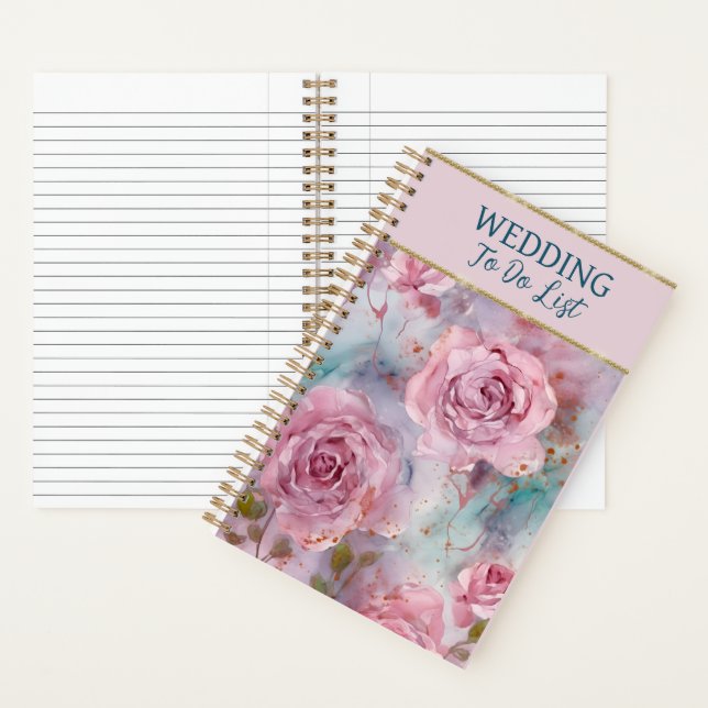 Beautiful Pink Roses Wedding Planner Notebook (Inside)