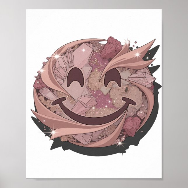 Beautiful Pink SMILEY MOON Modern Design Poster (Front)