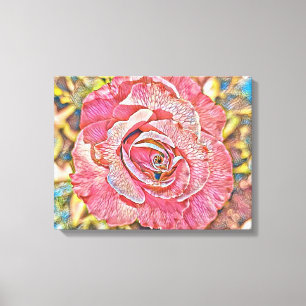 Beautiful pink summer rose flower painting canvas print