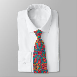 Beautiful Pink Teal Orange Zen Pattern Tie