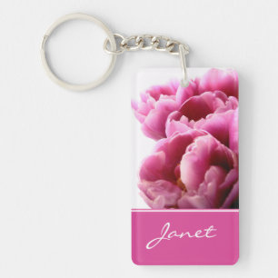 Beautiful Pink Tulip Personalised Key Chain