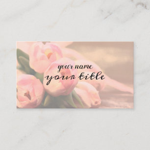 Beautiful Pink Tulips Background Floral Business Card