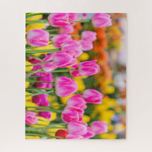 Beautiful Pink Tulips in a Garden Jigsaw Puzzle