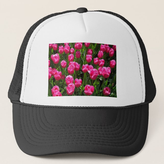 BEAUTIFUL PINK TULIPS TRUCKER HAT (Front)