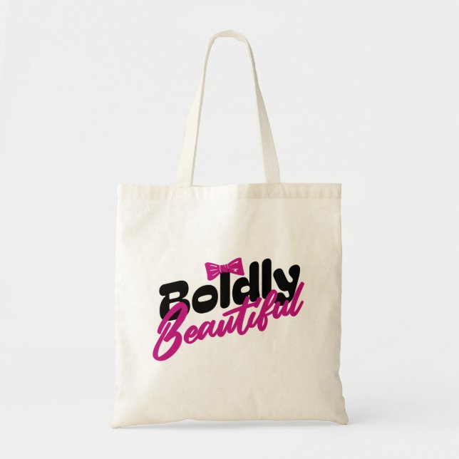 Beautiful Pink Typography with Bow Tote Bag (Front)