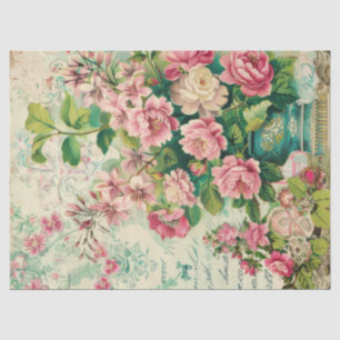 Beautiful Pink Vintage Floral Decoupage Tissue Paper