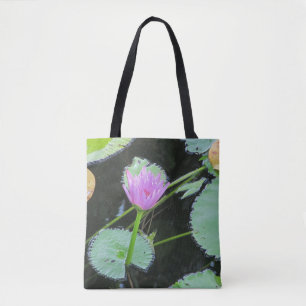 Beautiful Pink Water Lily Flower Bloom Lily Pad Tote Bag