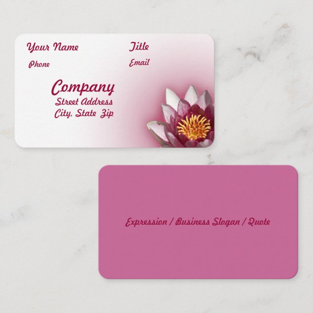 Beautiful Pink Water Lily Photograph Gardening Business Card (Front/Back)