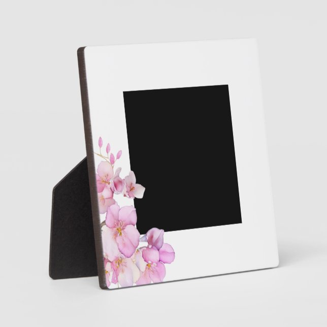 Beautiful pink watercolor cherry blossoms photo plaque (Front)
