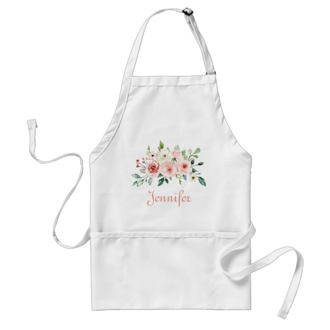 Beautiful pink watercolor flowers standard apron (Front)