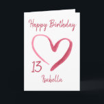 Beautiful Pink Watercolor Heart 13th Birthday Card<br><div class="desc">Beautiful Pink Watercolor Heart 13th Birthday, a cute birthday design made for any granddaughter. If you're looking for some pretty granddaughter birthday cards, teenager birthday cards or thirteenth birthday cards, this one is for you. The design features a cute watercolor heart, something attractive and beautiful, so, don't hesitate to personalise...</div>