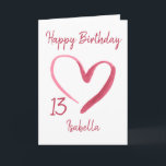 Beautiful Pink Watercolor Heart 13th Birthday Card<br><div class="desc">Beautiful Pink Watercolor Heart 13th Birthday, a cute birthday design made for any granddaughter. If you're looking for some pretty granddaughter birthday cards, teenager birthday cards or thirteenth birthday cards, this one is for you. The design features a cute watercolor heart, something attractive and beautiful, so, don't hesitate to personalise...</div>