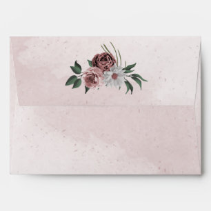 beautiful pink white cinnamon rose floral greenery envelope