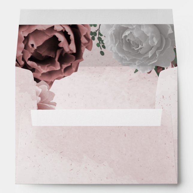 beautiful pink white cinnamon rose floral greenery envelope (Back (Bottom))