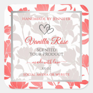 Beautiful Pink White Floral Pattern Product Labels