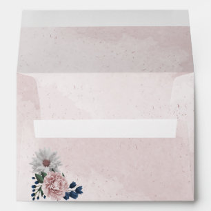 Beautiful pink white navy blue flower greenery envelope