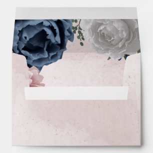 Beautiful pink white navy blue flower greenery  envelope