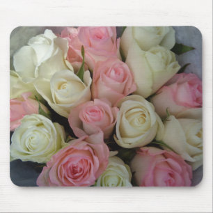 Beautiful Pink White Roses Flower Bouquet Mouse Pad
