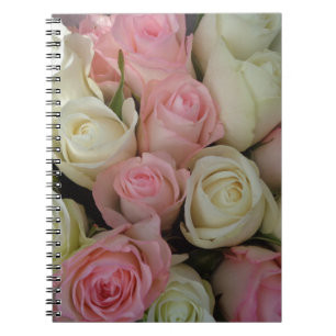 Beautiful Pink White Roses Flower Bouquet Notebook
