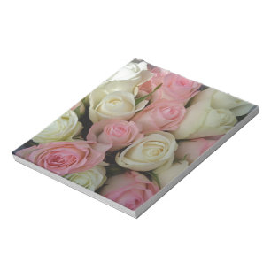 Beautiful Pink White Roses Flower Bouquet Notepad