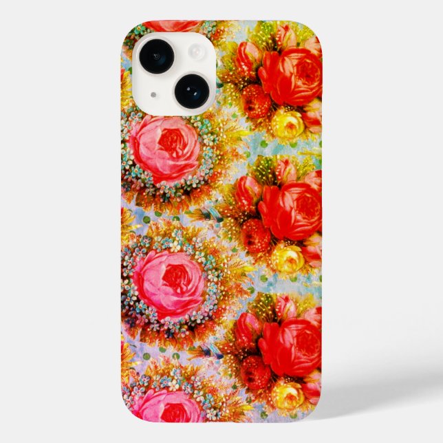 BEAUTIFUL PINK YELLOW RED ROSES AND BLUE FLOWERS Case-Mate iPhone CASE (Back)