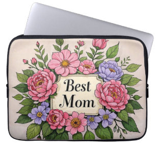 Beautiful Pinkish Flowery Best Mum  Laptop Sleeve