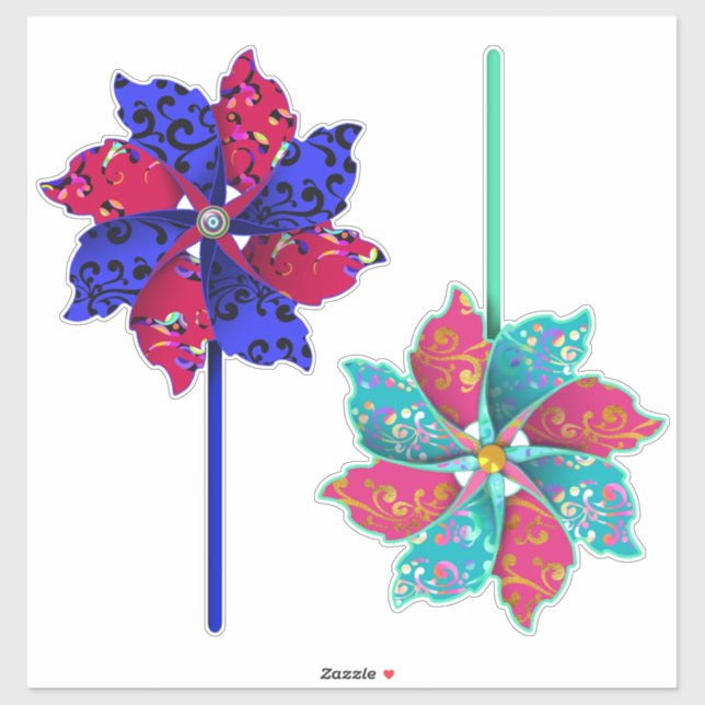 Beautiful Pinwheels Blue and Aqua (Sheet)