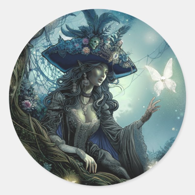 Beautiful Pirate Fairy - Round Sticker (Front)