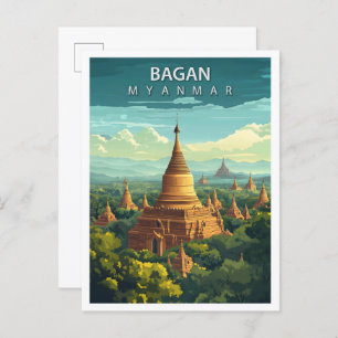 Beautiful Place Bagan Myanmar Art Travel Postcard