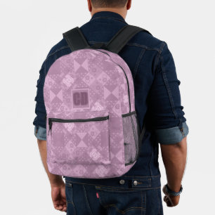 beautiful plain traditional lilac patchwork printed backpack