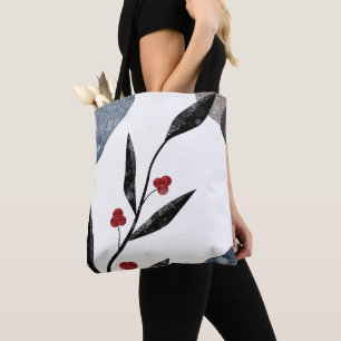 Beautiful Plant Red Berries Leaves Winter Design Tote Bag