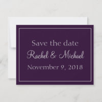 Beautiful Plum and Silver Save the Date