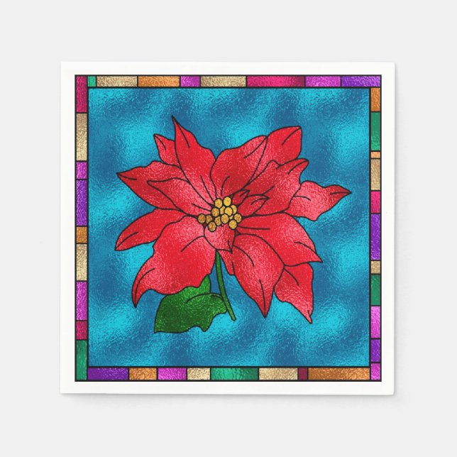 Beautiful Poinsetta Napkin (Front)