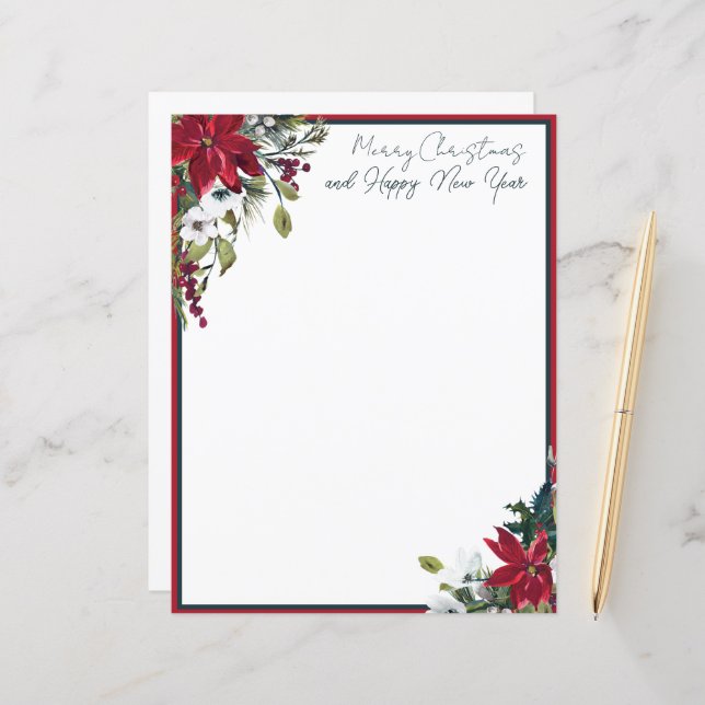 Beautiful poinsettia frame Christmas (Front/Back In Situ)