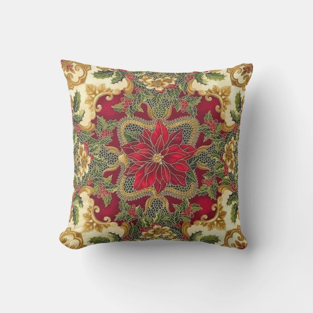 Beautiful Poinsettia Pillow! Cushion (Front)