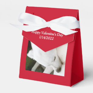 Beautiful Polar White Dog Red Valentine's day Favo Favour Box