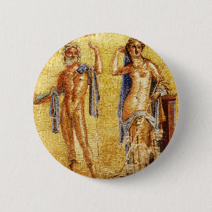 BEAUTIFUL Pompeii Mosaic 6 Cm Round Badge