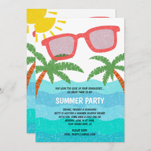 beautiful Pool Party   summer Birthday Invitation