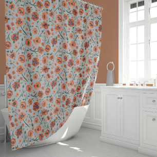 Beautiful Poppies Orange Floral Shower Curtain
