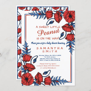 Beautiful Poppy Floral Personalised Baby Shower In Invitation