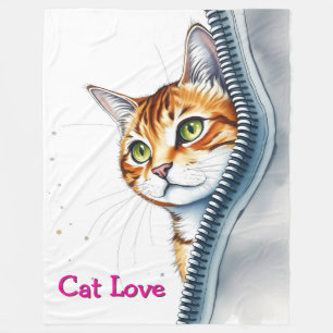 Beautiful Popular Cute Watercolor Cat Collection Fleece Blanket