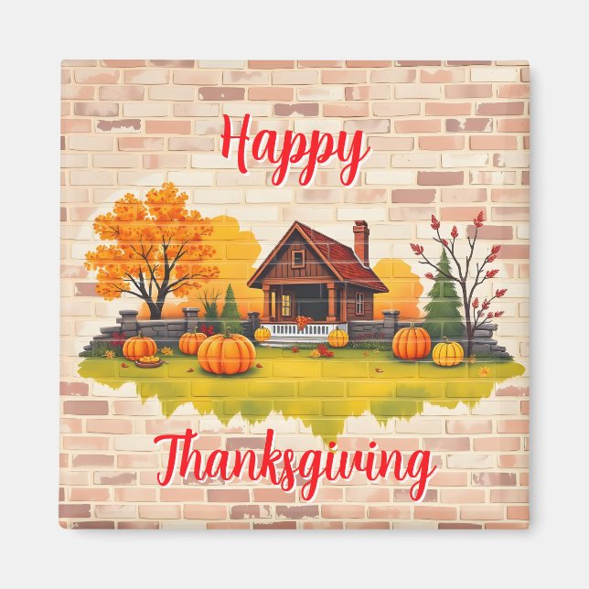 Beautiful Popular Happy Thanksgiving Fall Magnet (Front)