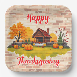 Beautiful Popular Happy Thanksgiving Fall Paper Plate