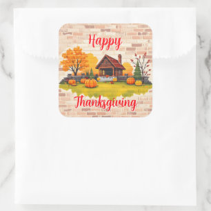 Beautiful Popular Happy Thanksgiving Fall Square Sticker