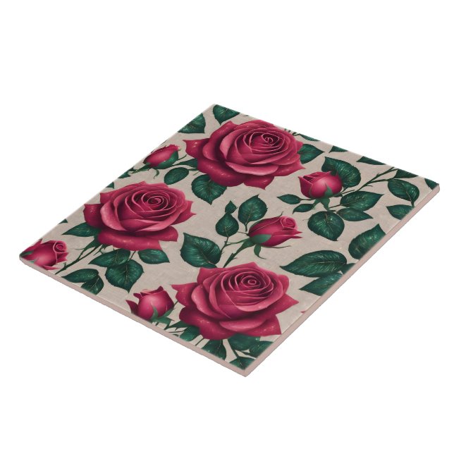 Beautiful Popular Linen Roses Collection Tile (Side)