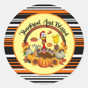 Beautiful Popular Thanksgiving Autumn Collection Classic Round Sticker